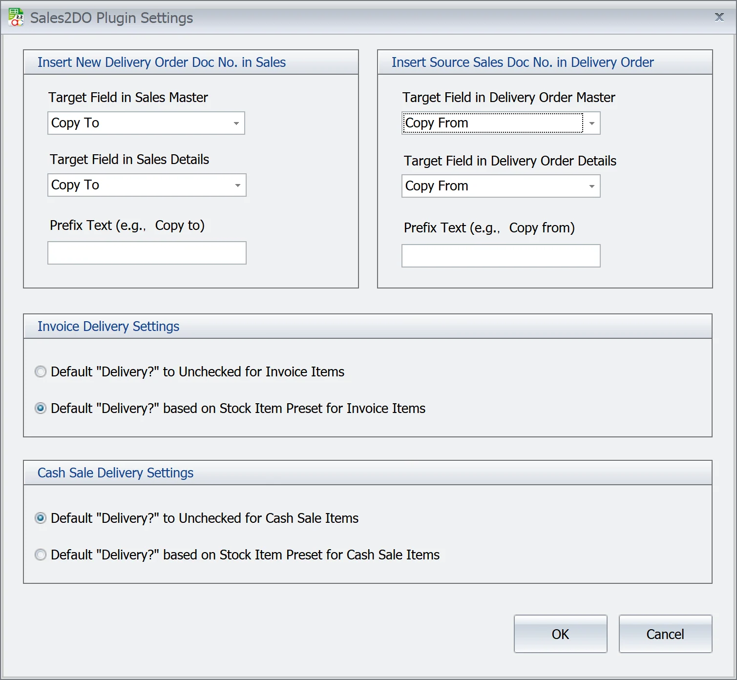 Plugin Settings screen