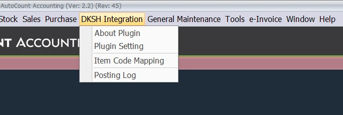 DKSH Integration Ribbon Menu in AutoCount Accounting