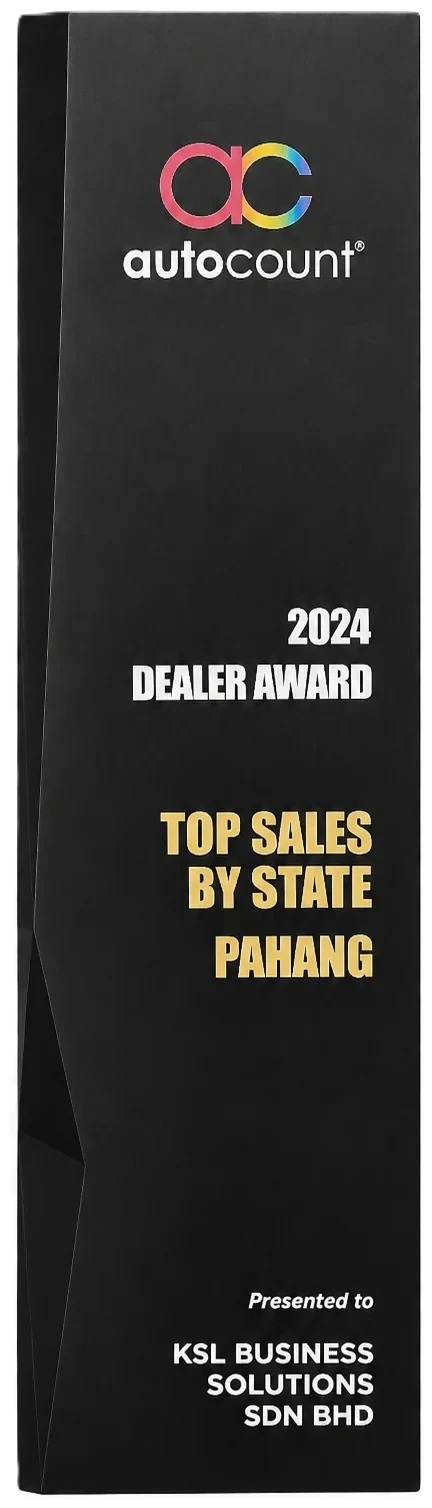 AutoCount Top Dealer trophy 2024