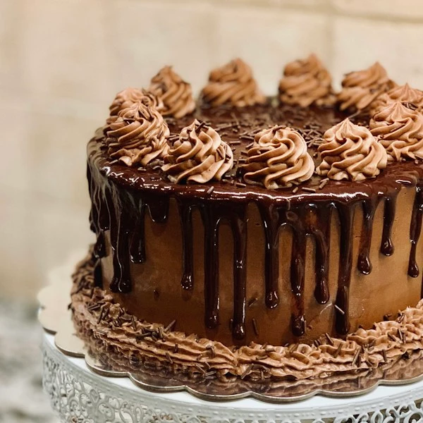 Handcrafted layered celebratory sponge cake