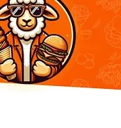MF Gyros mascot badge featuring stylish ram with sunglasses
